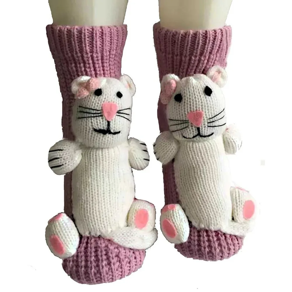 

New 3D Knit Animal Socks Double Layer Warm Funny Socks Hand Crocheted Breathable Novelty Floor Socks Christmas Gifts