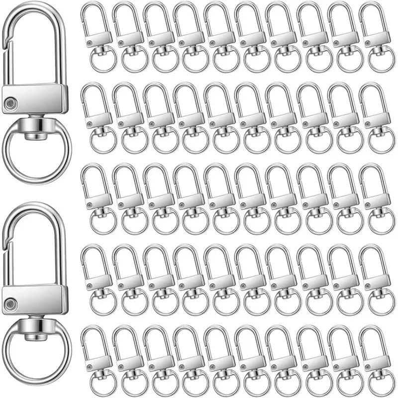 ABFU-Trigger For Keychain Clip Hooks, 50 Pcs Lobster Claw Clasps, Silver Metal Swivel Snap Hooks For Keychain Bag Charms