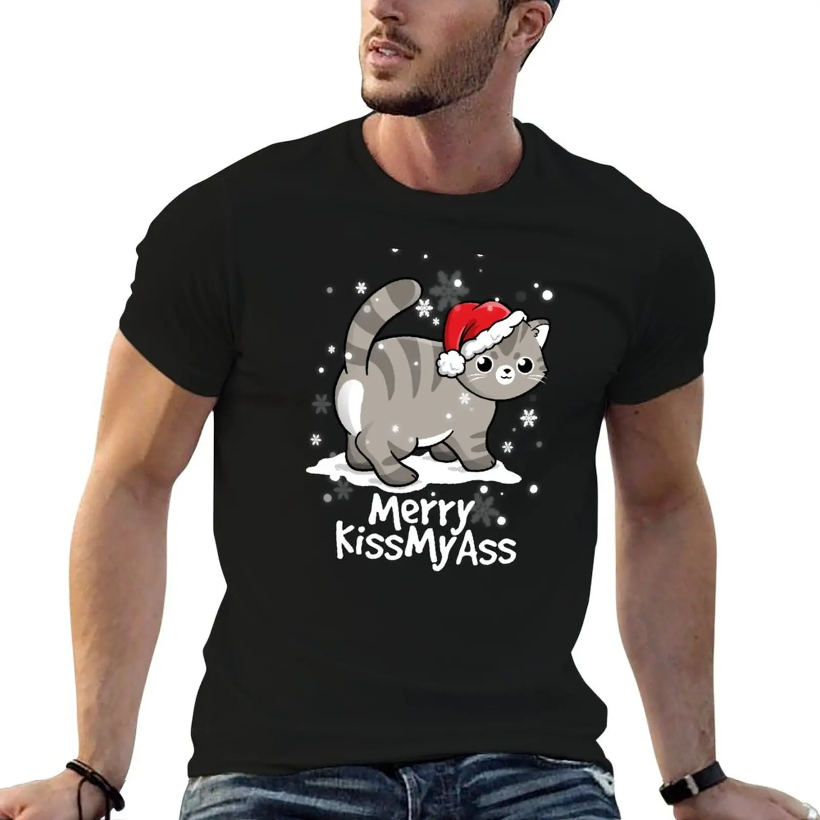 Merry kissmyass cat T-Shirt t shirts with prints t shirts for man pack cotton t shirts for man slim fit T-shirt
