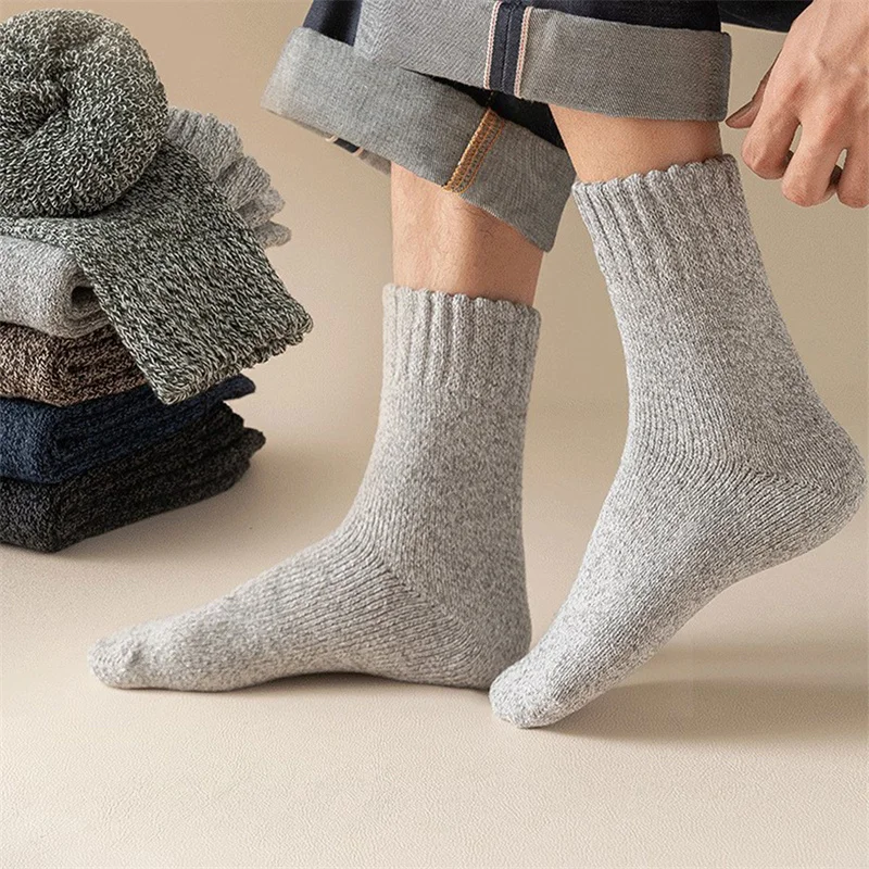 Men Super Thick Solid Sock Striped Wool Socks Against Cold Snow Winter Warm Sock