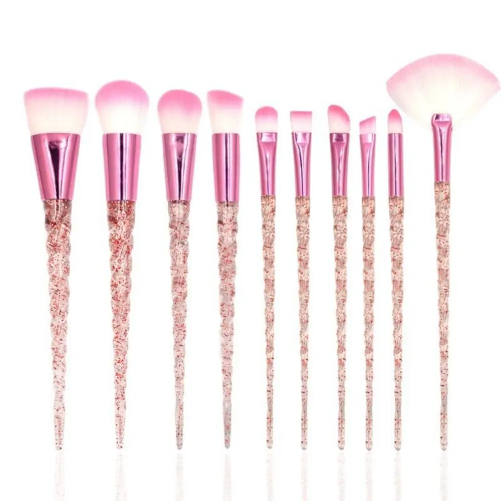 

10pcs 5 Colors Face Eye Makeup Brush Set Crystal Handle Acrylic Eyeshadow Powder Blush Set Transparent Soft Brushes