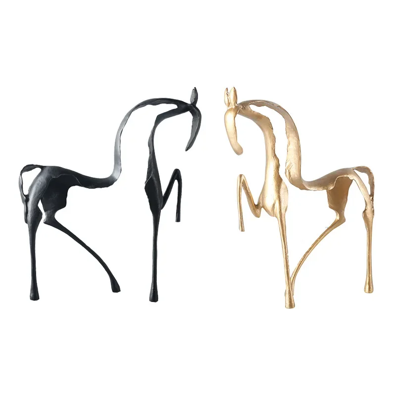

Horse Decoration Sculpture Simple Creative Metal Hollow Out Horse Statue Desktop Ornament Abstract Crafts Home Decoration