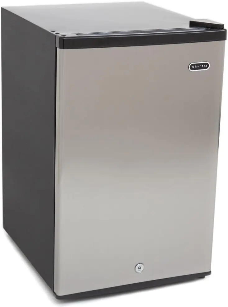 CUF-210SS Mini, 2.1 Cubic Foot Energy Star Rated Small Upright Freezer with Lock, Stainless Steel, Black