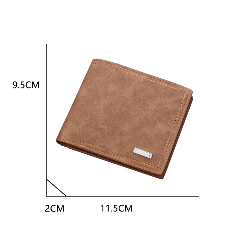 Portefeuille pliable court en cuir PU pour hommes, fente multi-cartes, sac de billets de banque de grande capacité, fermeture éclair, rétro, souple, affaires