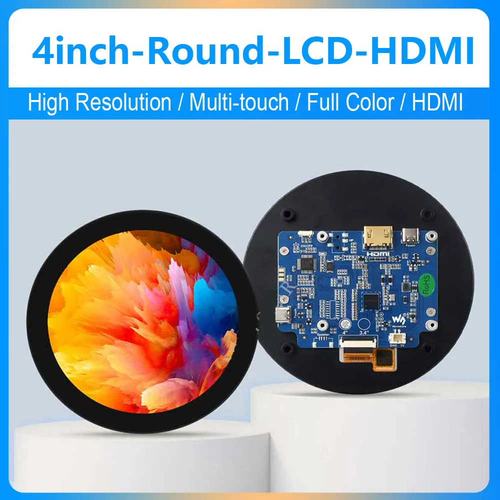 

4inch Round LCD HDMI Capacitive Touchscreen Display 720x720Pixel 10-Point Touch For ALL Raspberry Pi/Jetson Nano/mini PC