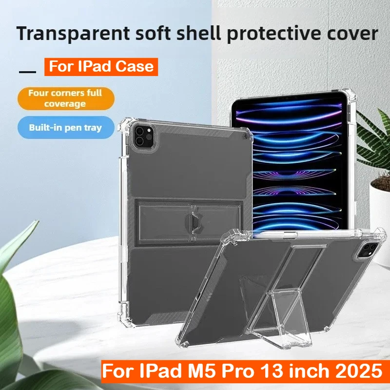 

2025 Новый популярный прозрачный чехол-держатель для iPad Pro M5 11 13 M4 A16 11-го 10-го поколения 10,9 Air 7 6 5 4 10,2 Mini7 6 10,5 9,7 6-й