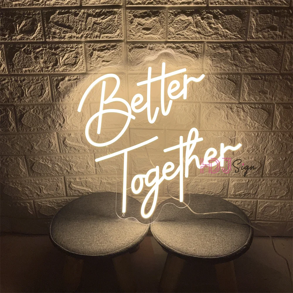 CUSTOM Neon Sign Better Together LED Neon Light Sign สําหรับ PARTY Decor โคมไฟนีออนบ้านงานแต่งงานผนังตกแต่ง