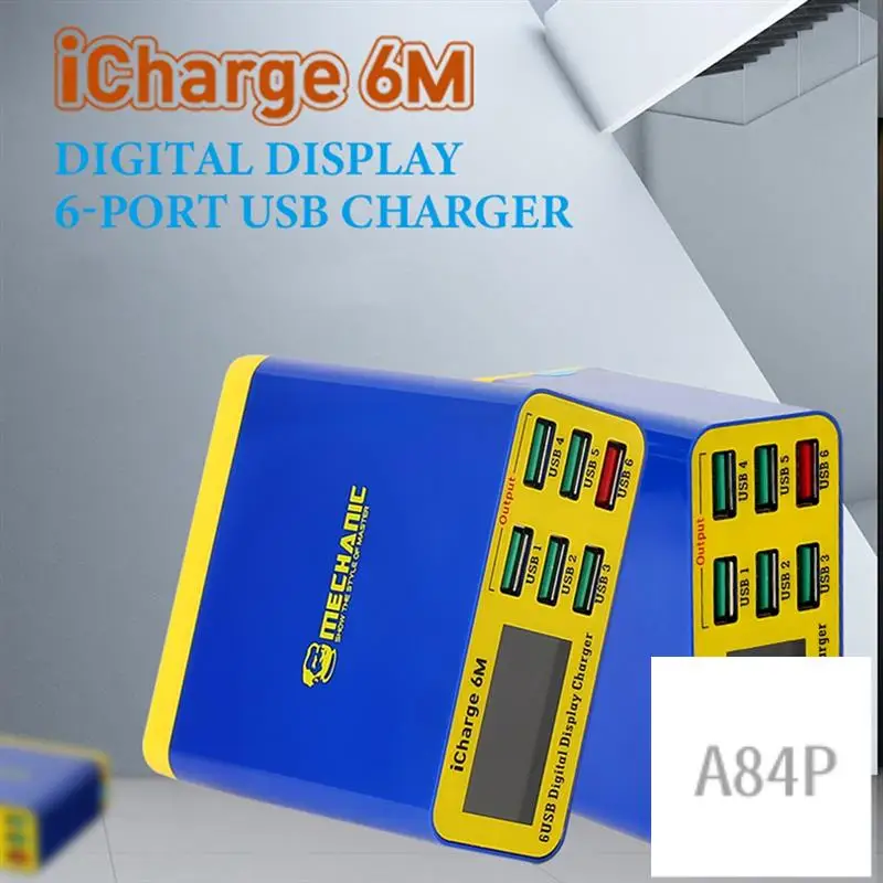 

MECHANIC Icharge 6M USB 6-Port Charger Fast Charge Smart Digital Display Multi-Port Porous For Mobile Phone Tablet EU Plug