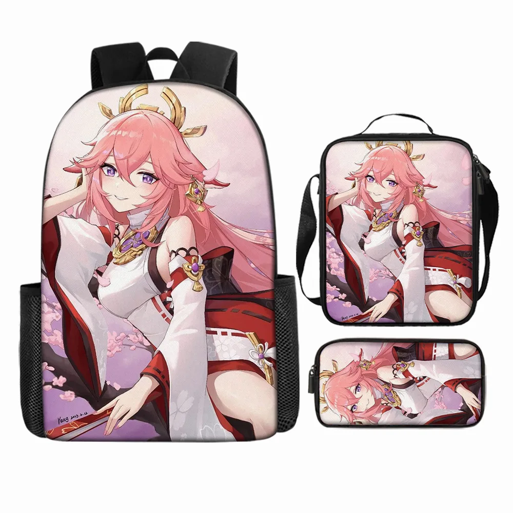 

Luxury Novelty Peculiar Cool Genshin Impact 3D Printed 3pcs/Set pupil School Bags Laptop Daypack Backpack Lunch bag Pencil Case