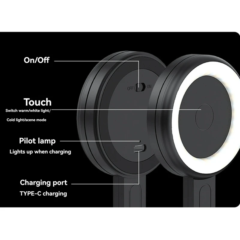 NEW-Magsafe Magnetic Selfie Ring Light LED Fill Light Adjustable 180ยฐ For Iphone And Android Phone Holder