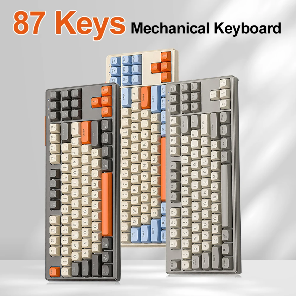 لوحة مفاتيح ألعاب ميكانيكية لاسلكية ، إضاءة خلفية ، تأثير صامت ، حشية مخصصة ، كمبيوتر شخصي ، كمبيوتر محمول ، كمبيوتر لوحي ، M87 RGB ، 2.4G