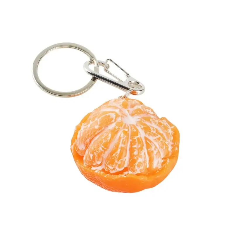 Realistischer, lebensechter, geschälter Mandarinen-Schlüsselanhänger, robuster Metallverschluss, süßer Fruchten-Anhänger für Autoschlüssel, Taschen-Deko, Accessoire – Detail 8