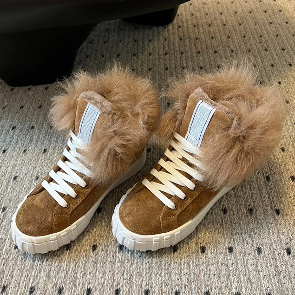 

NIGO Women's Fall And Winter Thick Bottom Fur Snow Boots Hundred Fashion Casual Warm Plush Shoes High-top Shoes #NGSH1231