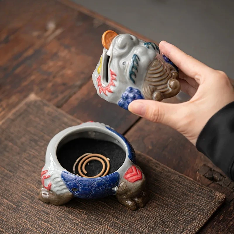 Ancient Colored Pottery Mud Incense Holder Golden Toad Incense Stick Holder Scented Aromatic Candles Zen Tea Services Collection