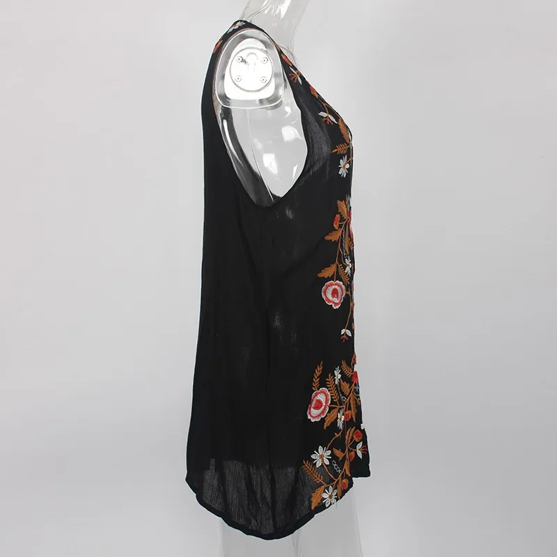 فستان قصير عتيق من الأغنية الشعبية فستان نسائي رائع مطرز للحديقة بجيوب جانبية وفتحة رقبة على شكل حرف v فساتين صيفية مثيرة للشاطئ 2025