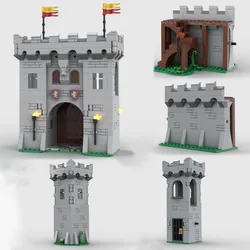 Conjunto de blocos de construção de castelo medieval Modelo DIY antigo muro e portão, brinquedo de montagem MOC, jogo criativo, suporte educacional