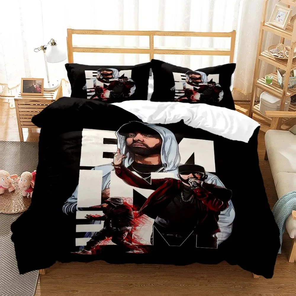 Ropa de cama con estampado 3D de Hip-hop Sänger Eminem, funda nórdica, juego de cama Queen, juego de cama tamaño King personalizado suave y cómodo