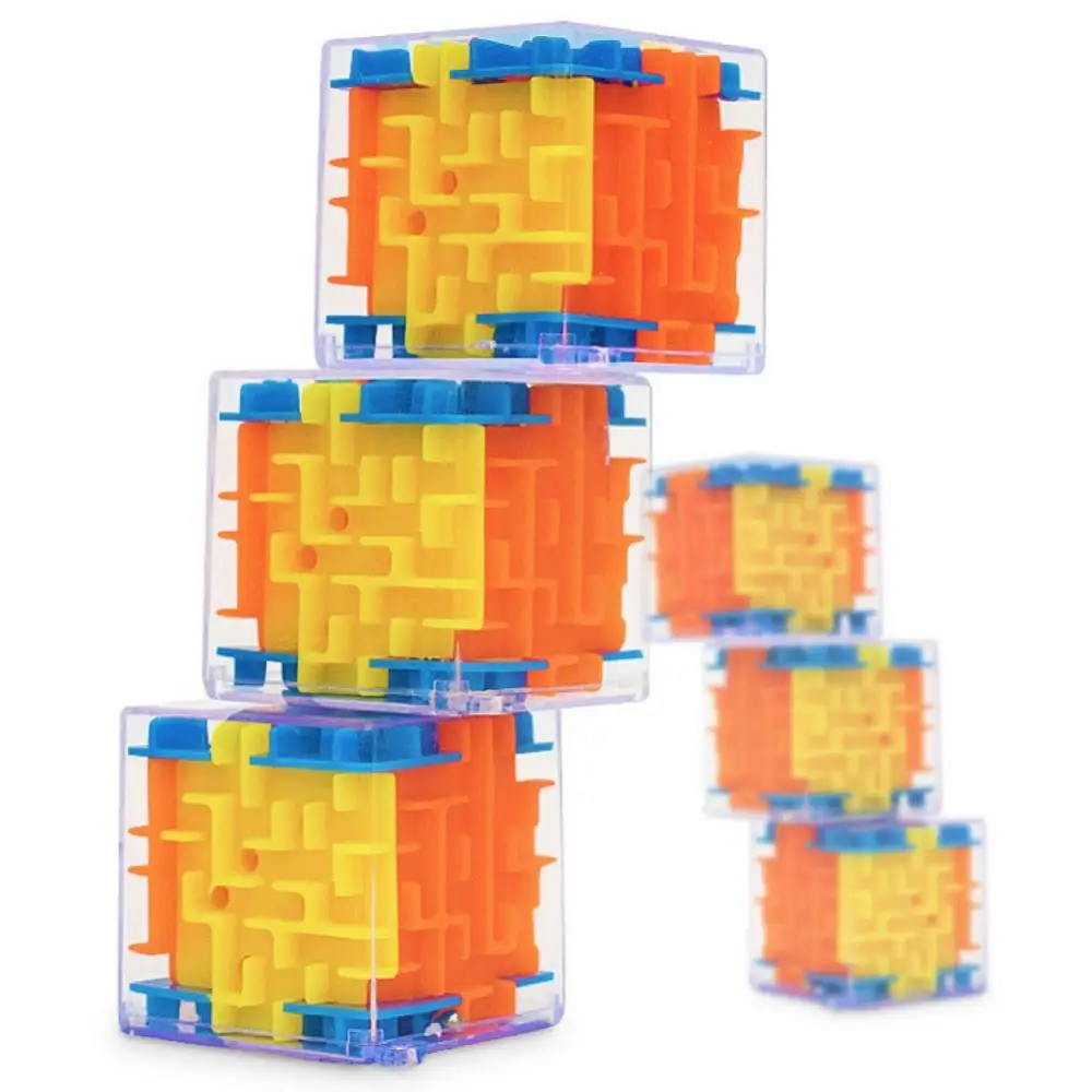 3D Maze Transparent Six sided Puzzle Speed Cube Rolling 1 To 3 Ball Game Cubos Maze Toys For Children Educational