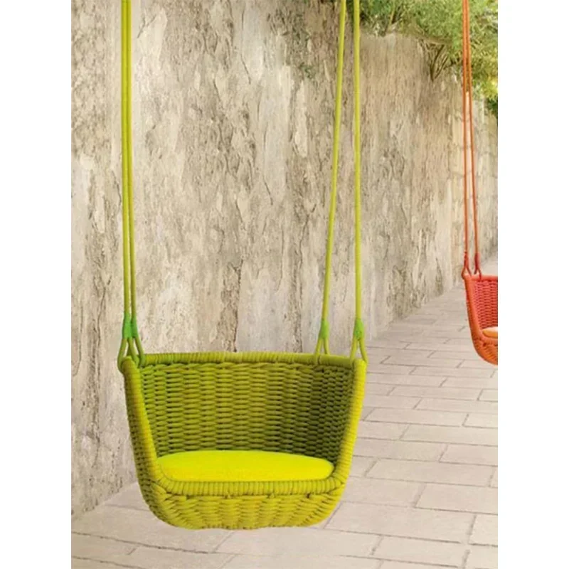 

Outdoor Swing Rope Hanging Basket Personality Colored Hemp Rope Creative Outdoor Balcony B & B Garden Courtyard Glider