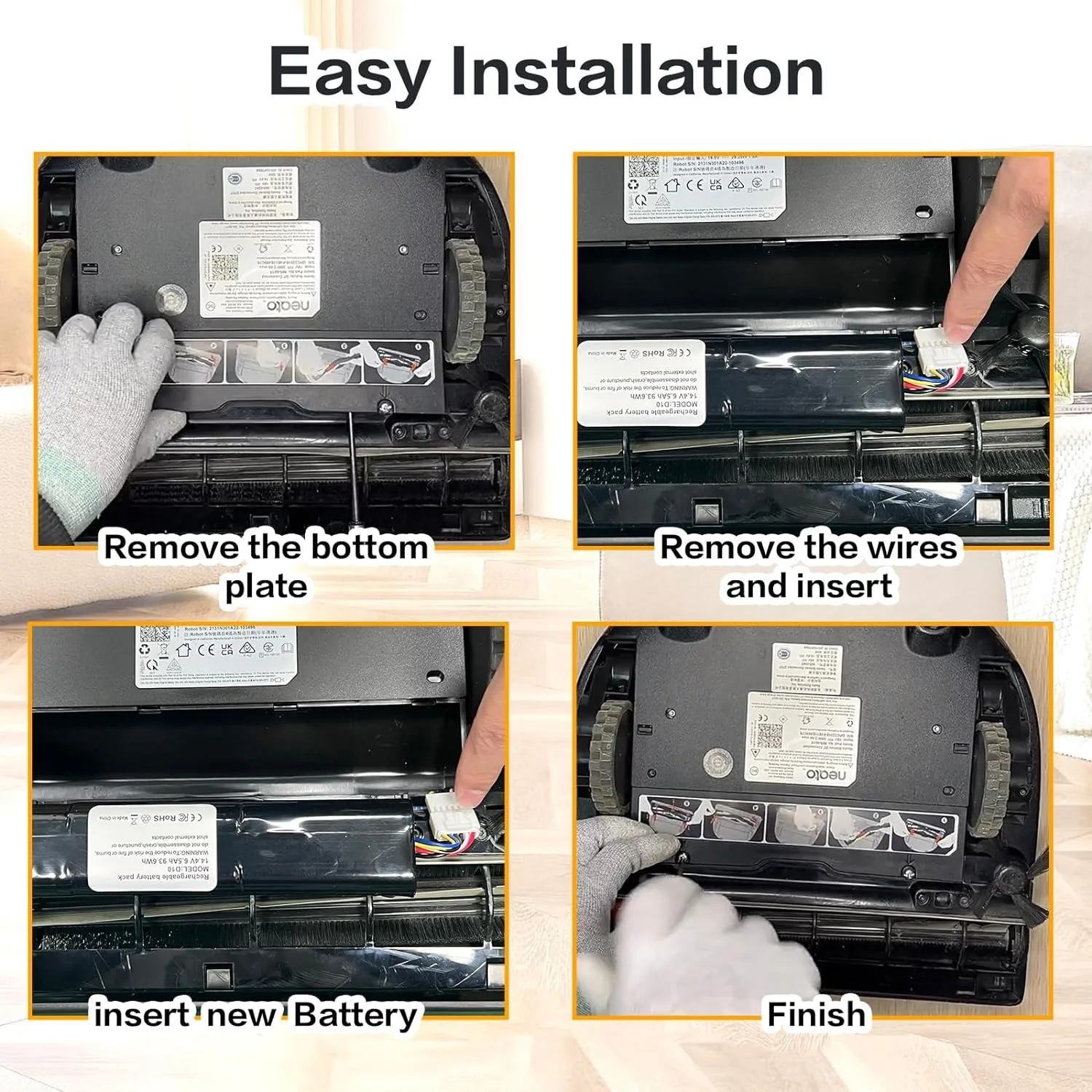 6500mAh 12800mAh Battery Replacement for Neato Robotics D8 D9 D10 945-0381 945-0376 945-0382 Robot Vacuum Cleaners 14.4V（93.6Wh）
