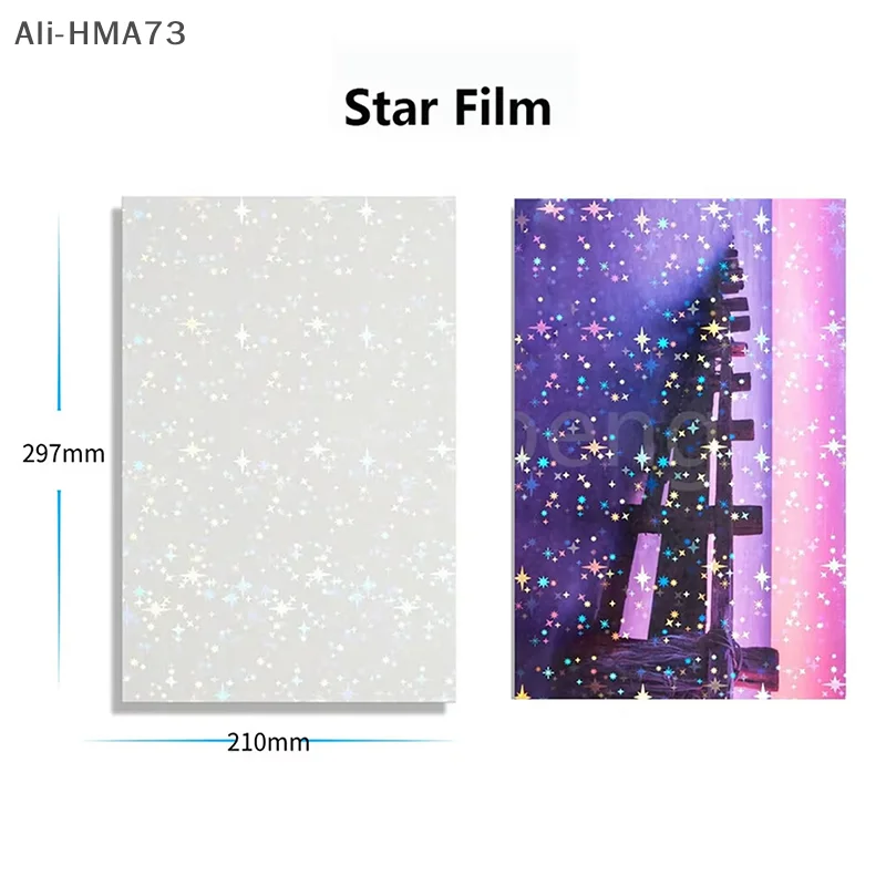 20 Sheets Cold Laminating Film A4 Star Shiny Dot Photo Holographic Film Broken Glass Hologram Card Photo Laminating Film Sticker