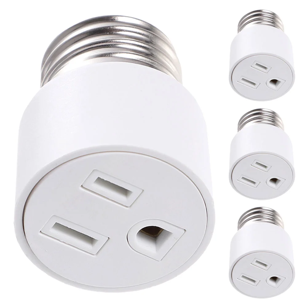 

4 Pcs Adapter Light Bulb Socket Converter Outlet Plug White Lamp Holder To Splitter E27