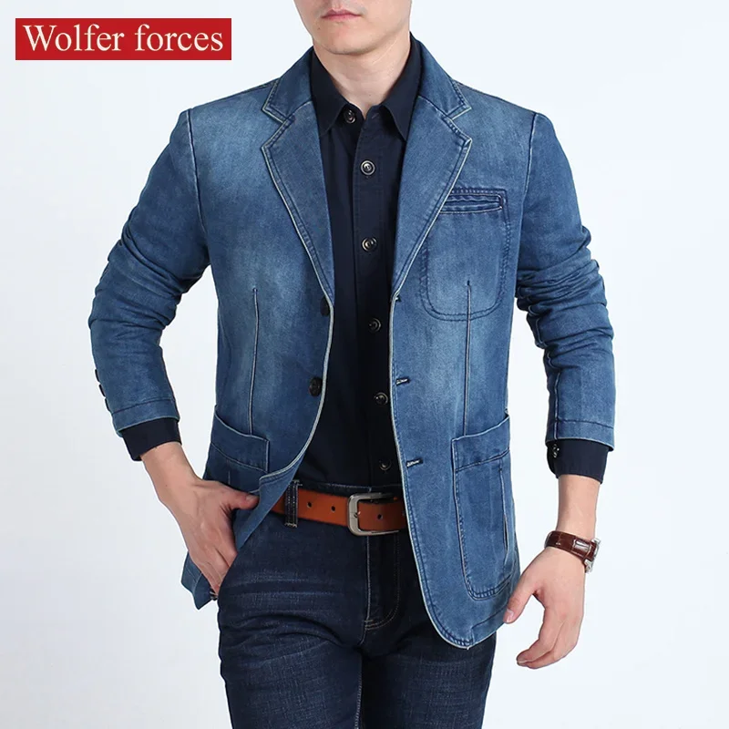 Veste en denim décontractée pour hommes, coupe couvertes, manteau rétro, vestes personnalisées de luxe, élégant, à la mode, printemps, automne,