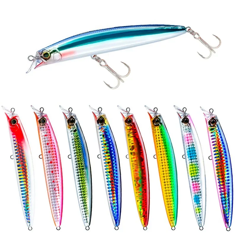 New Product 115mm 15g Heavy Minnow Lure Laser Hard Professional Seawater Long Casting Lure Floating Fishing Lure fishing bait