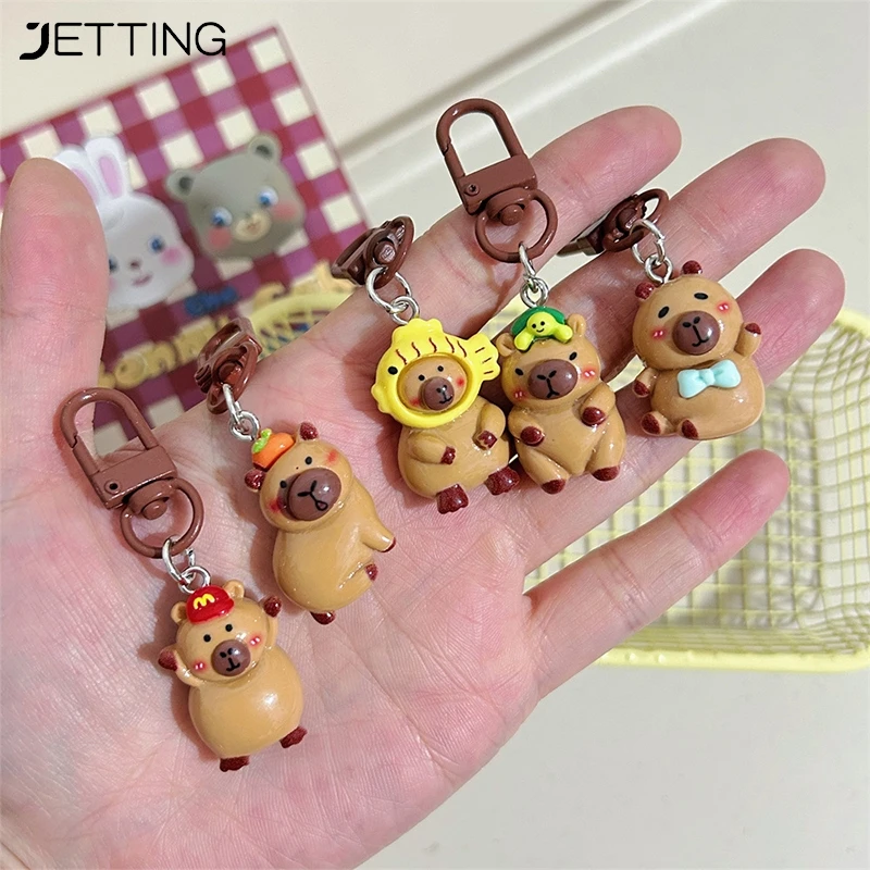 Resin Capybara Keychain Funny Scarf Capibara Bag Hanging Kapibara Pendant Cute Funny Fashion Animal Keyring