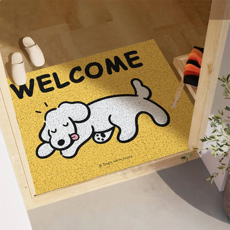 Cartoon Puppy Entrance Door Mat, Foyer Scraping Mud and Soil Mat, Household Door Wear-resistant and Anti Slip Mat  Door Mat