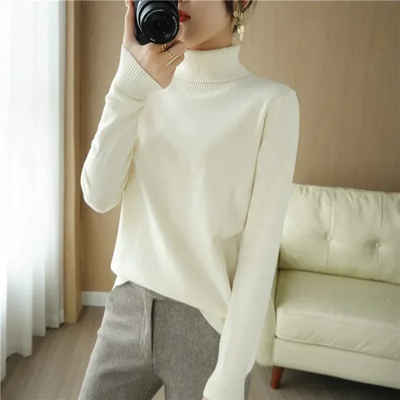 Sweater Women Fashion High Neck Sweater Women's Autumn And Winter Wool Pullover Top Loose And Casual Youth Women Tops Sweatshirt