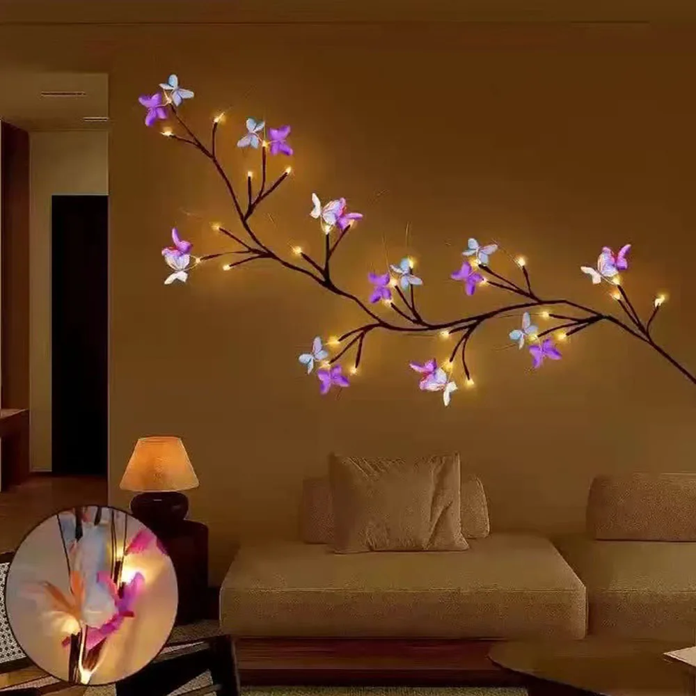 Imagem -02 - Cane String Light Led para Festa de Natal Usb 8funções Controle Remoto Layout de Cena Flores de Simulação Decorativas 1.3m