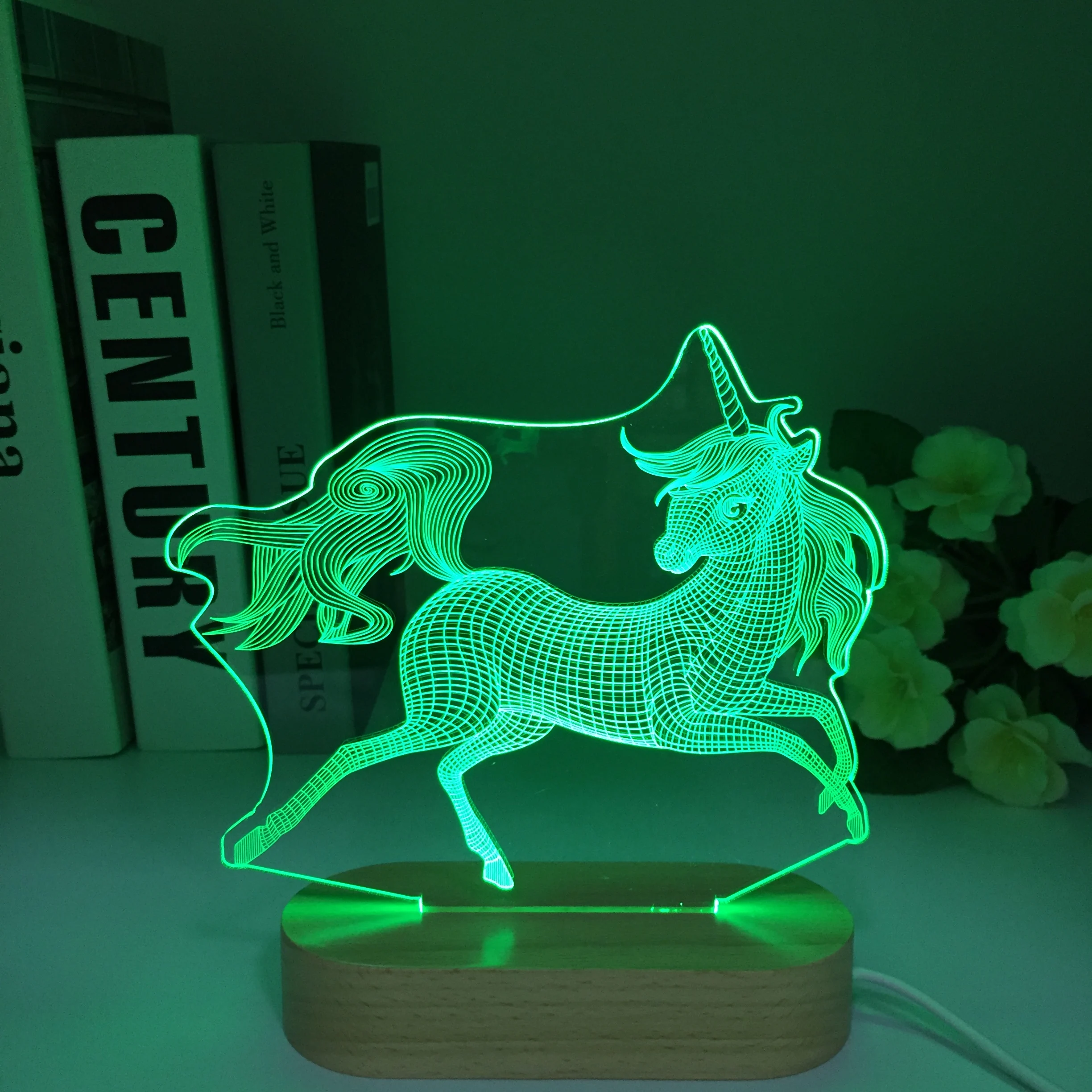 

Wooden Animals Led Light Unicorn for Kids Bedroom Decoration Nightlight Birthday Gift Room Decor Battery Powered 3d Lamp Unicorn