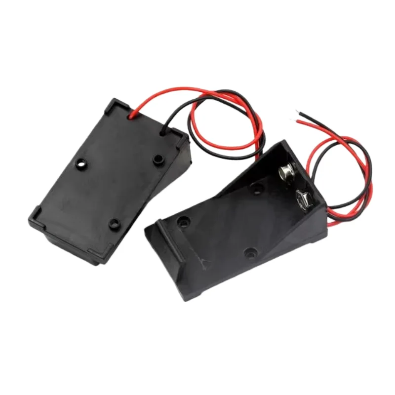 1pcs 9 Volt Box Pack Power Toggle Black 9V Battery Holder I/T Type Battery Clips Connector Buckle with ON/OFF Switch, DC5.5 Plug