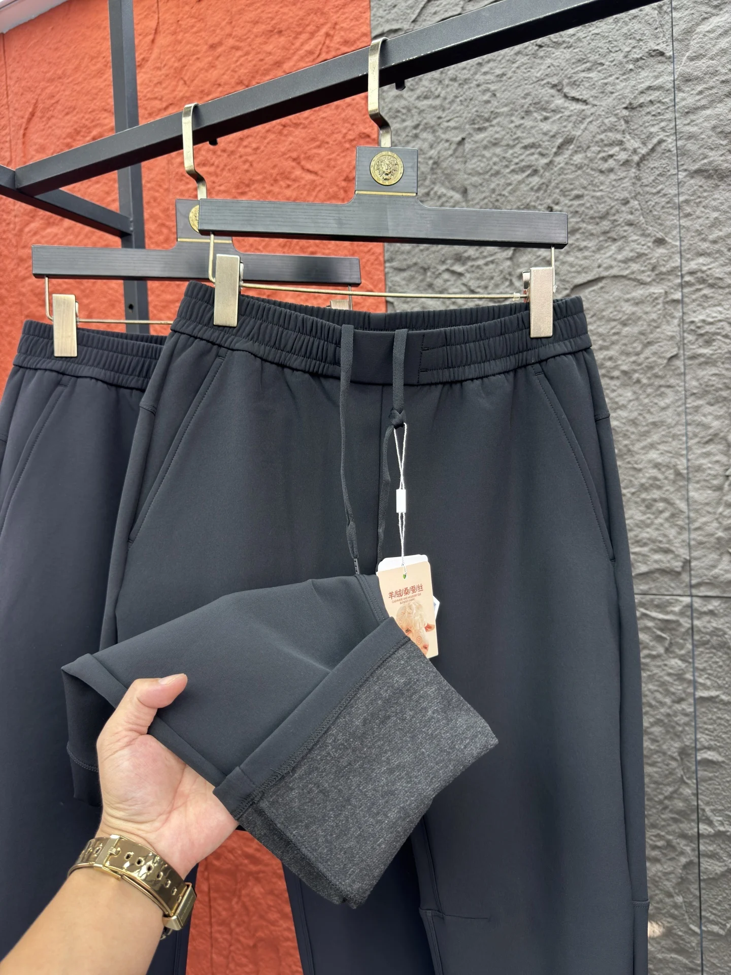 

Svip Thiened Functional Pants Men's Pure Color Comfortable Fce Lined Slim Straight Casual Pants Autumn Winter