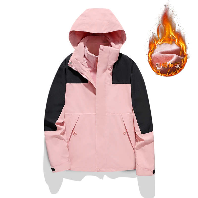 

Men's Waterproof 3-in-1 Ski Jacket Winter Windbreaker Outdoor Warm Camping Jacket Couple's Snow Coat Windproof Rain Jackets