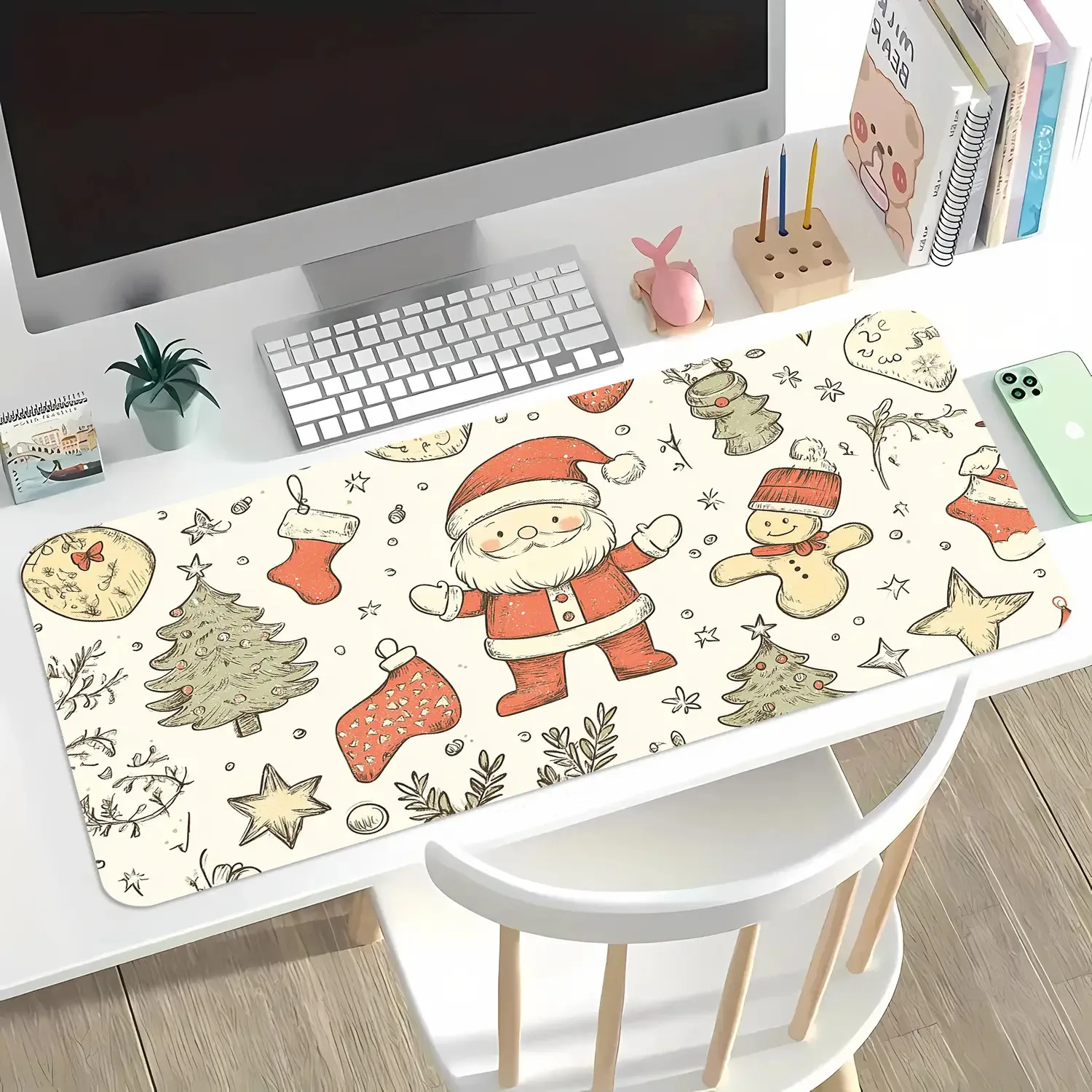 

Christmas-themed game mouse pad, anti-slip rubber, cute cartoon pattern, washable and durable office decoration