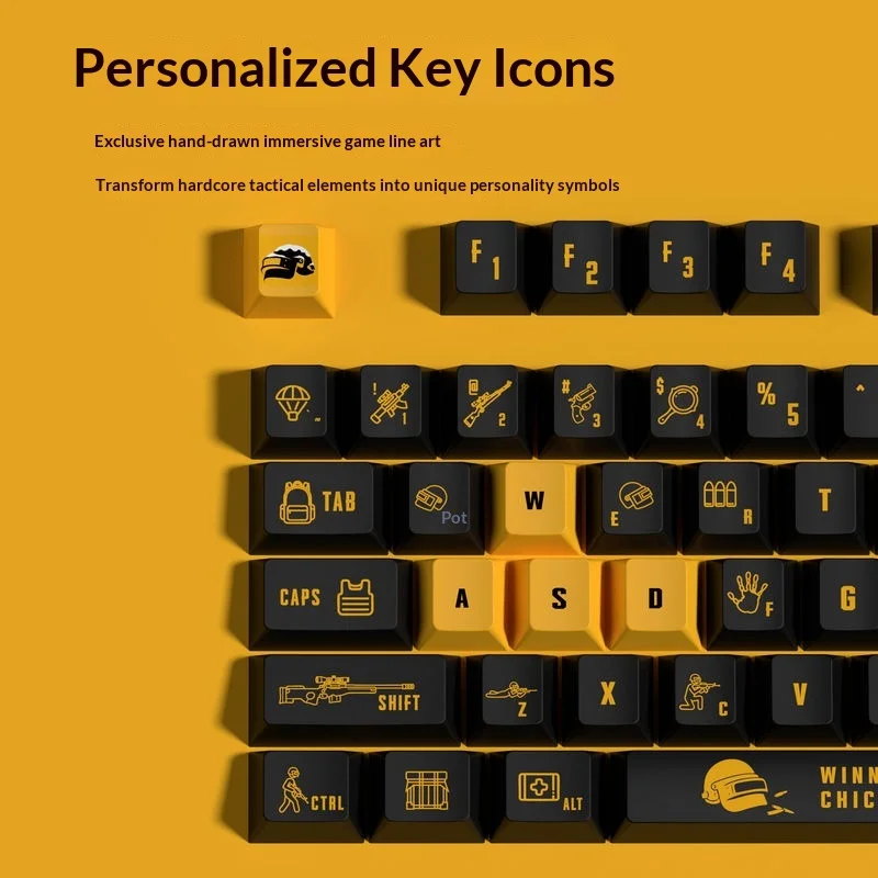 PUBG Theme Customized PBT Sublimation Cherry Height Keycaps game peripheral 75% Layout Mechanical Keyboard Keycaps Gift PC