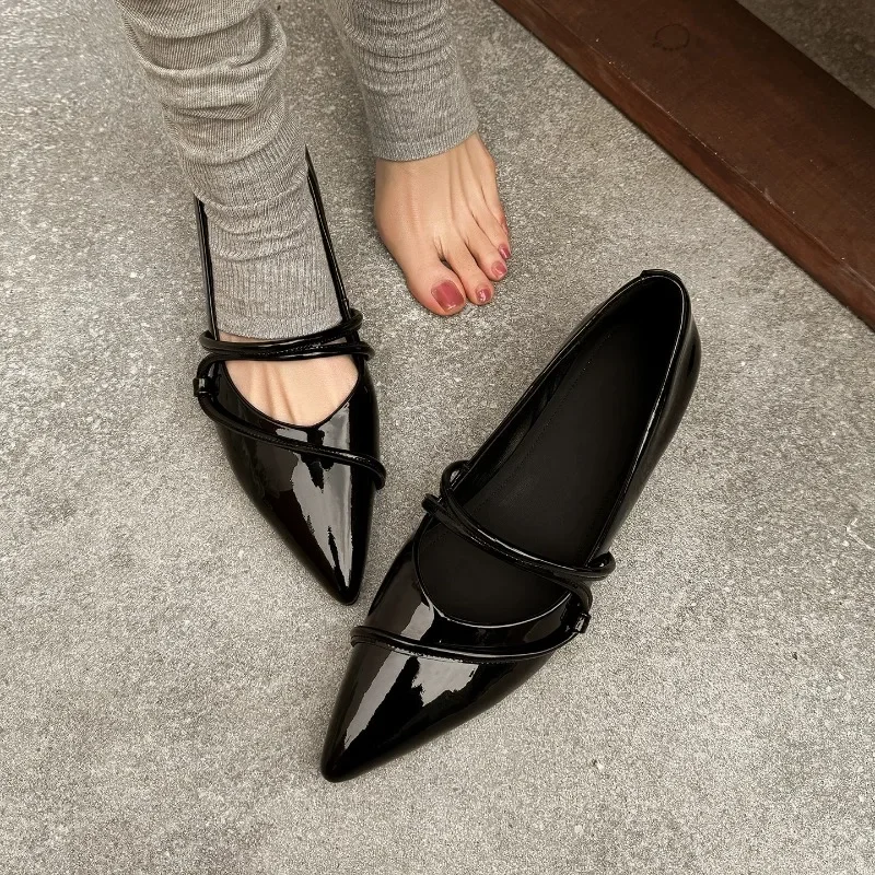 Zapatos de tacón alto de cuero plateado, zapatos de plataforma con punta afilada para mujer, zapatos casuales con cordones cruzados, estilo Mary Jane, disponibles en varias tallas.