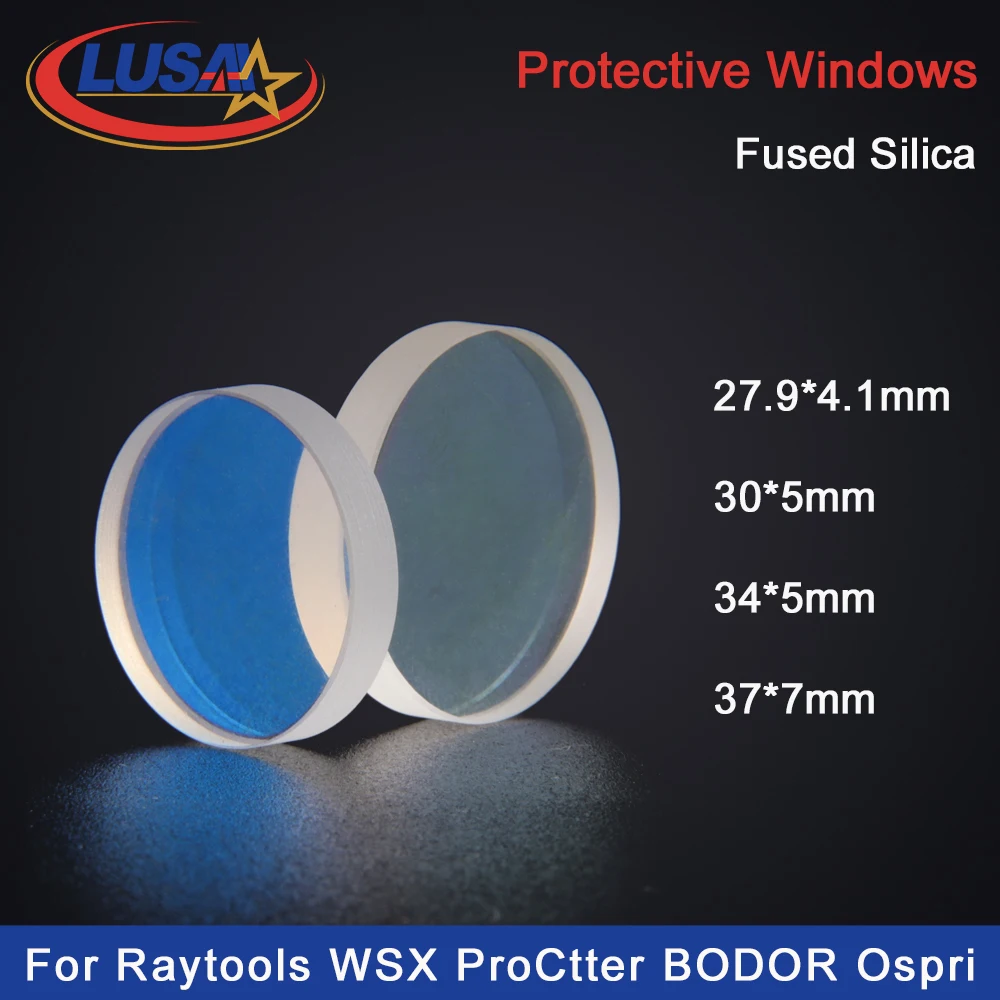 LUSAI 100Pcs/Lot Laser Protective Windows Protection Window Lens 27.9x4.1/30x5/37x7 For WSX Precitec Raytools Bodor Ospri Head