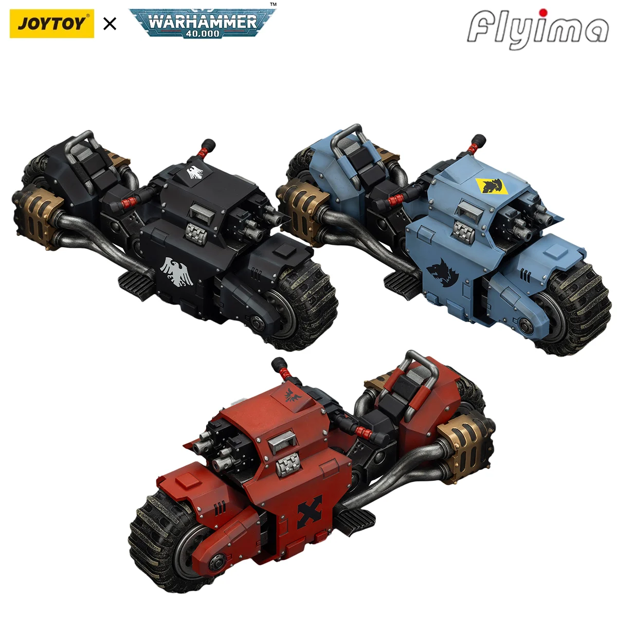 [IN STOCK]JOYTOY Warhammer 40K 1/18 Action Figure Raven Guard/Space Wolves/Blood Angels Raider-pattern Combat Bike 3PCS Model