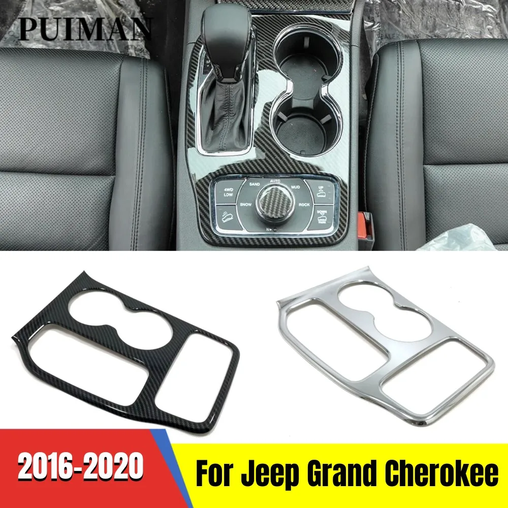 

For Jeep Grand Cherokee 2014-2020 ABS Plastic Car Gear Shift Water Cup Holder Panel Decoration Cover Trim Sticker Accessories