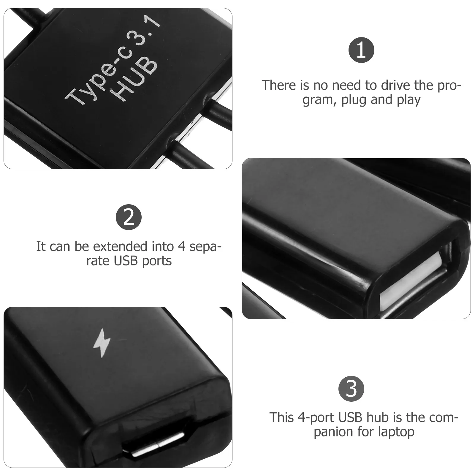 

1Set USB 2.0 4 Ports Hub Converter Adapter Otg Splitter for Laptop Pc U Disk Keyboard Extension Splitter