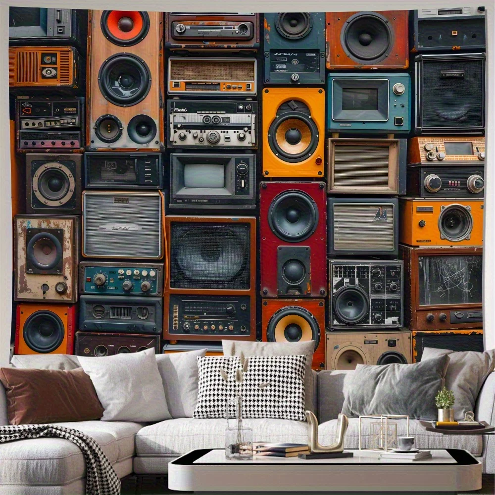 Vintage Audio Equipment Tapestry - Retro Wall Hanging for Bedroom and Living Room Decor, Ideal Gift for Music Lovers