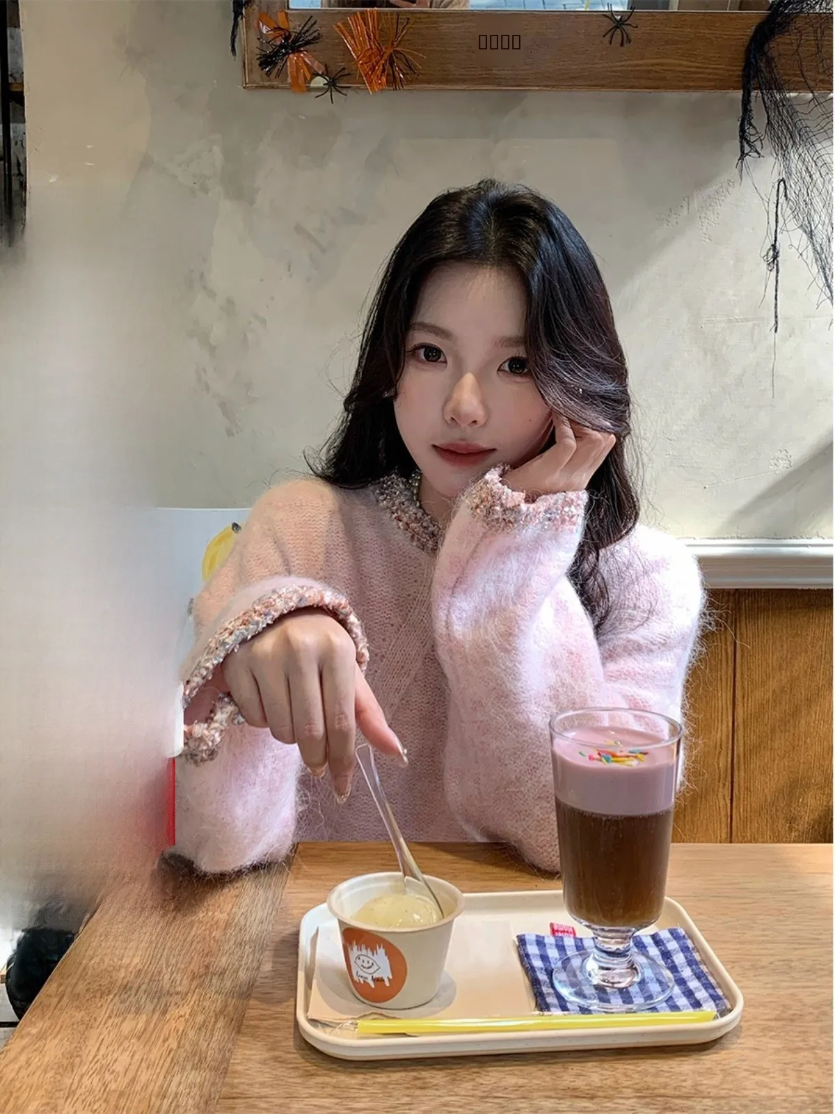 

Iceolloxy Small Fraance Sle Woolen Pink Knitted Sweater Women Early Autumn Aosphere Sensation Soft Top Overhead Coat