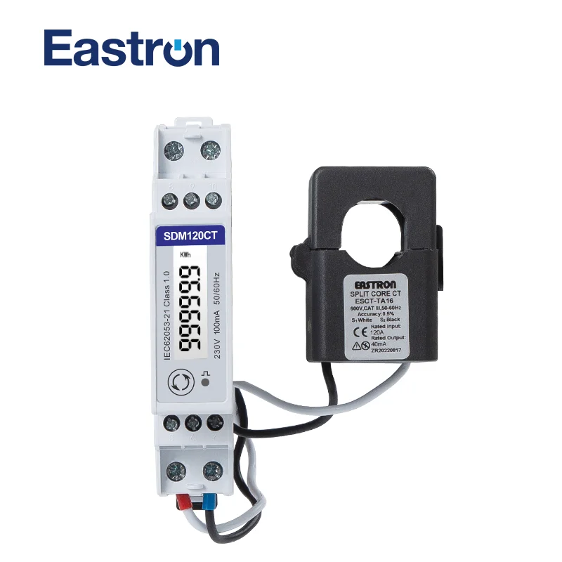 EASTRON SDM120CT-40mA+TA16 100A/40mA,1 Phase RS485 Modbus Communicate Din Rail Wattmeter,Solar PV Electric Consumption Meter