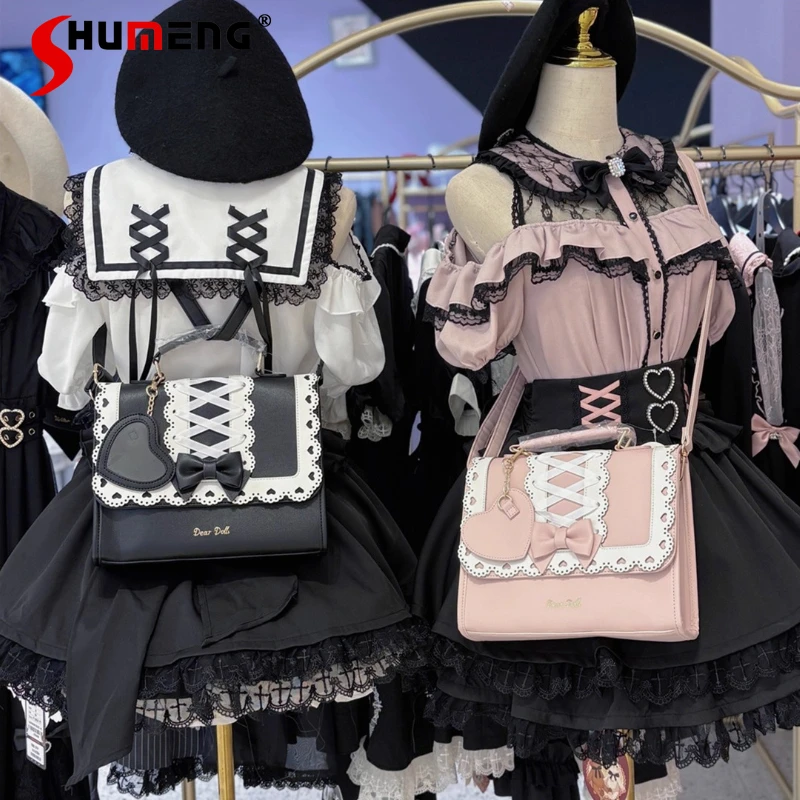 

Original Japanese Mines Style Mass-Produced Simple Handbags for Girl Bow Sweet Cute Versatile Kawaii Backpack Women Summer
