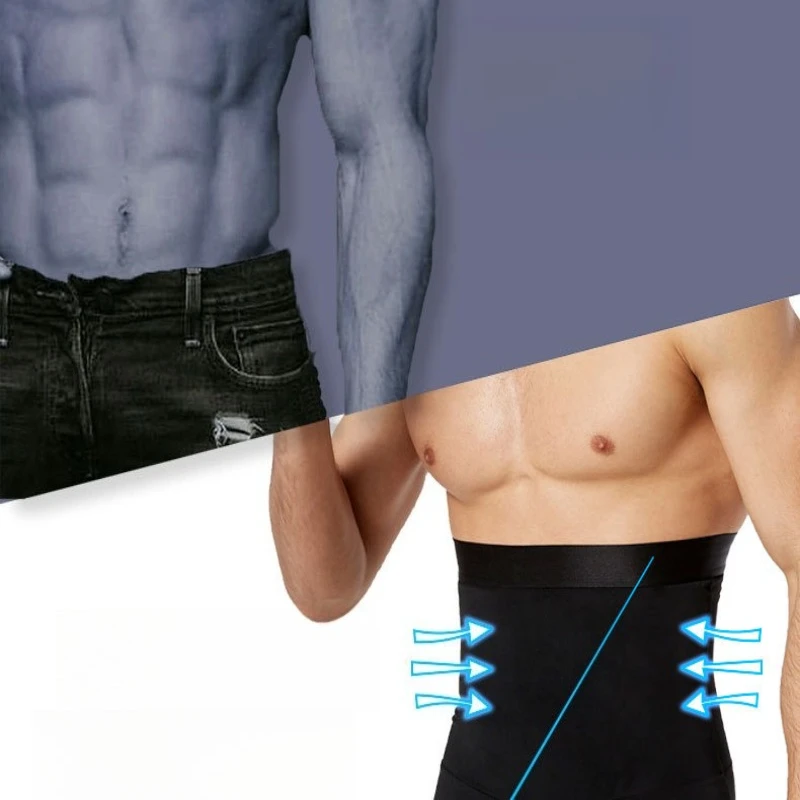 Men's Breathable Double-layer Plastic Waist Hip Lift Plastic Legs High Waist Body Sculpting Pants Five-point Pants Belly Waist