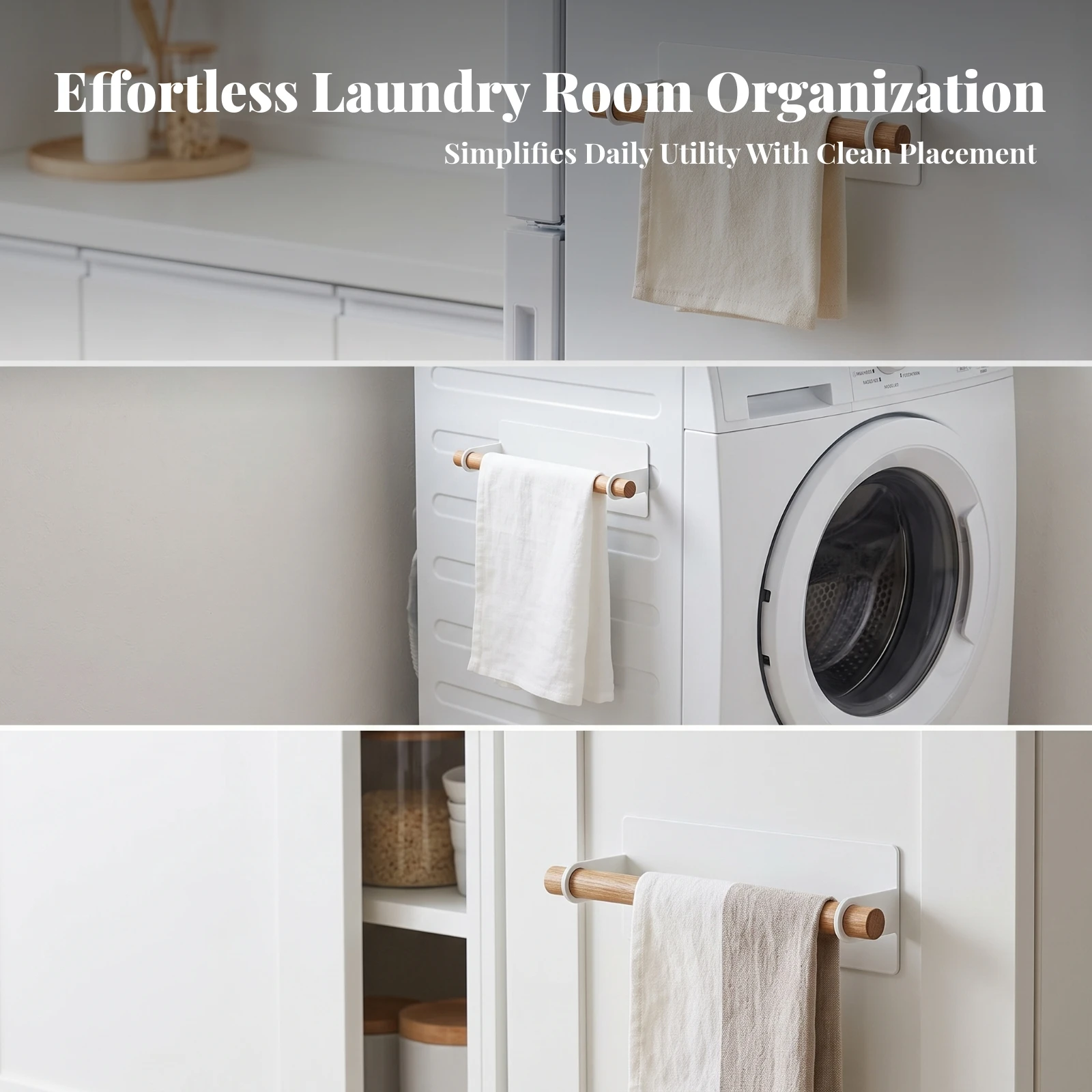 Adhesiveliberated Towel Holder with Wooden Rod Strong Adhesiveliberated Towel Bar with Wood Rod Organizer Powerful Detachable