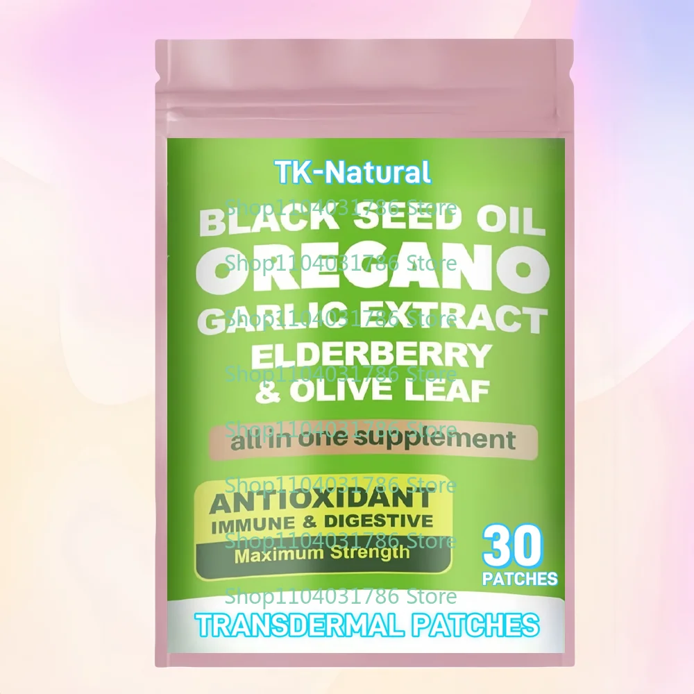 

30 трансдермальных пластырей с маслом орегано, маслом черного тмина и листьями оливы для женщин и мужчин, для поддержки иммунитета и улучшения пищеварения